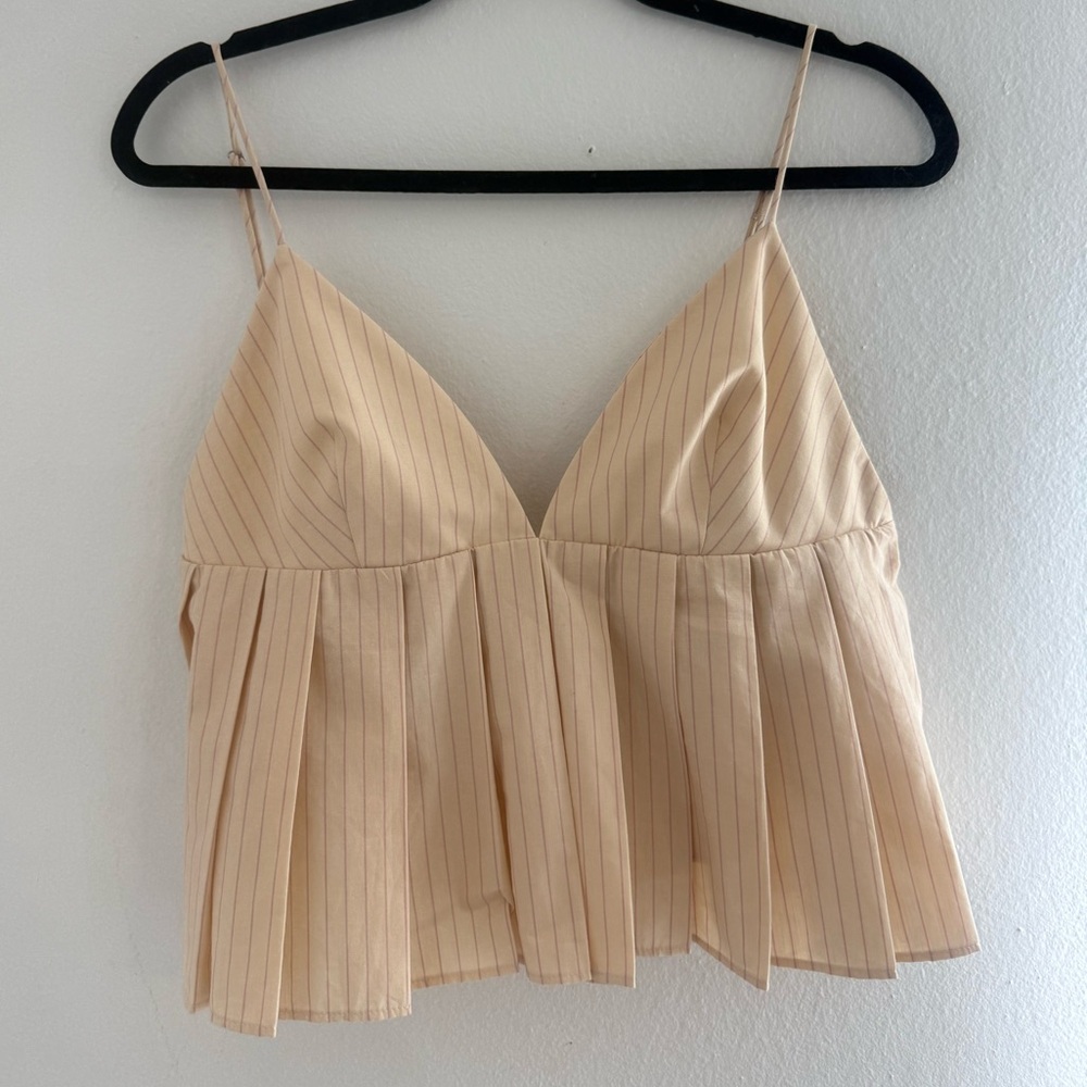 Zara Beige Pinstripe Camisole Top